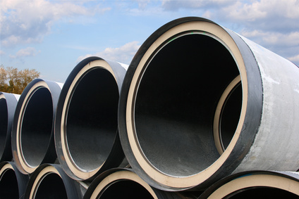 Large pipes in a line.