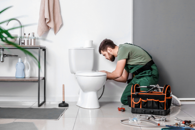 fixing a toilet